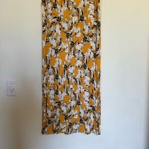 ICHI Women's yellow, white and black crêpe pull on stretch skirt